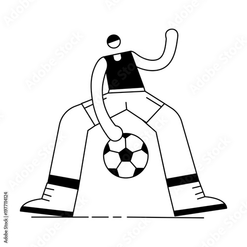 A sketchy style illustration depicting a character playing football