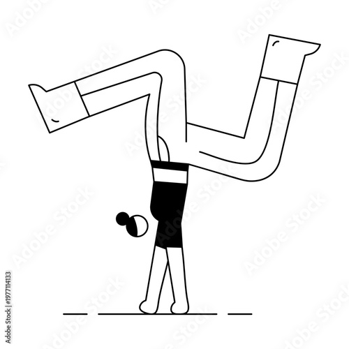 A hand drawn style illustration showing a character doing handstand pose