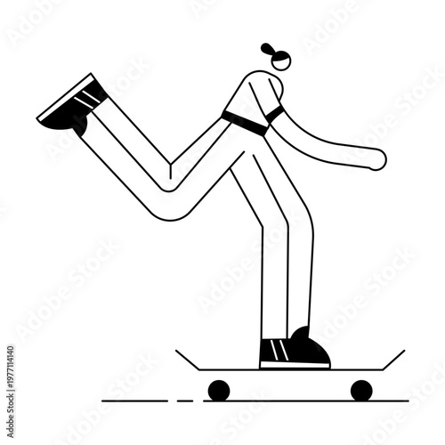 A doodle style illustration depicting a skating character