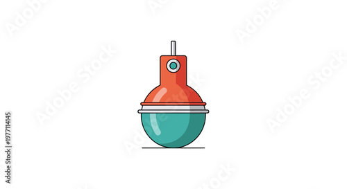 Colorful buoy illustration with red top teal bottom on a clean white background