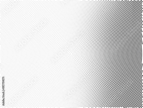 Radial dotted noise gradient texture. Concentric halftone grain background. Rough dot fading overlay wallpaper. 