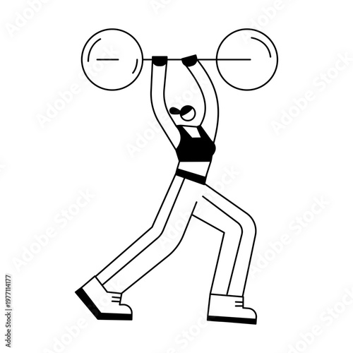 A hand drawn style illustration showing a character weightlifting