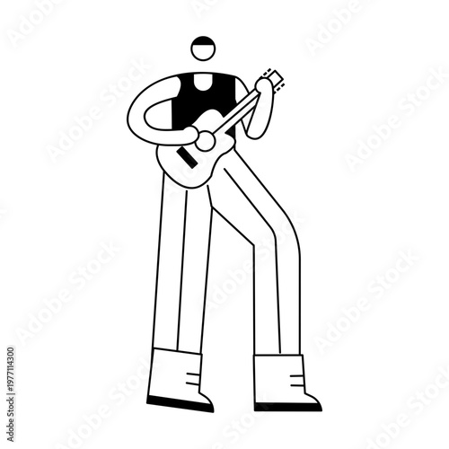 A sketchy style illustration showing a character playing guitar