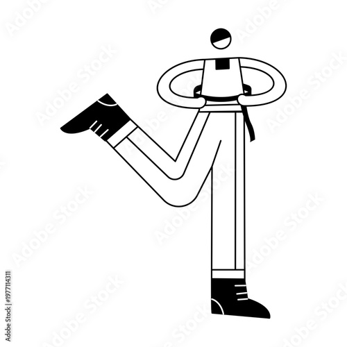 A doodle style illustration showing a character waist check