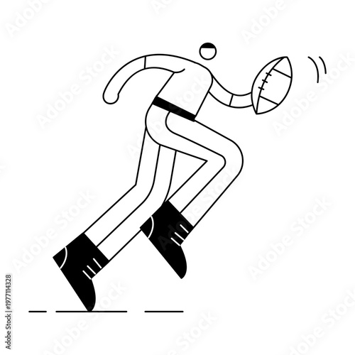 A doodle style illustration depicting a character playing american football