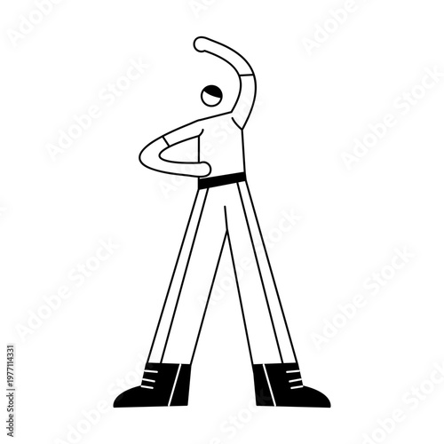 A hand drawn style illustration showing a character doing side stretch