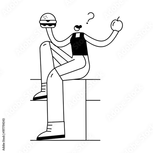 A doodle style illustration showing food choice