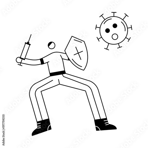 A sketchy style illustration depicting virus protection