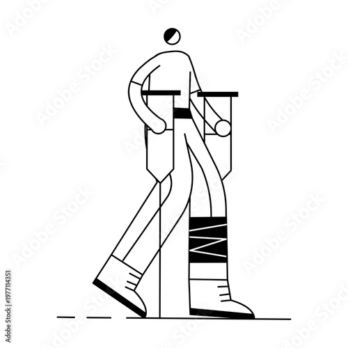 A hand drawn style illustration showing an injured person