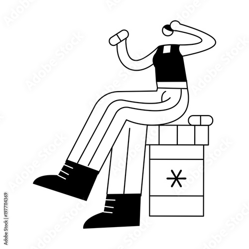 A doodle style illustration depicting a character taking pills