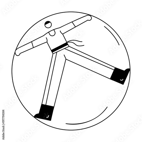 A doodle style illustration showing a character doing gymnastic spin