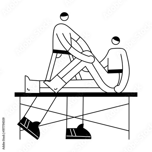 A sketchy style illustration depicting physiotherapy session