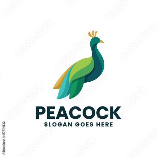 This elegant peacock logo showcases stylized feathers in multiple shades, symbolizing beauty and pride, suitable for a luxurious or artistic brand identity.