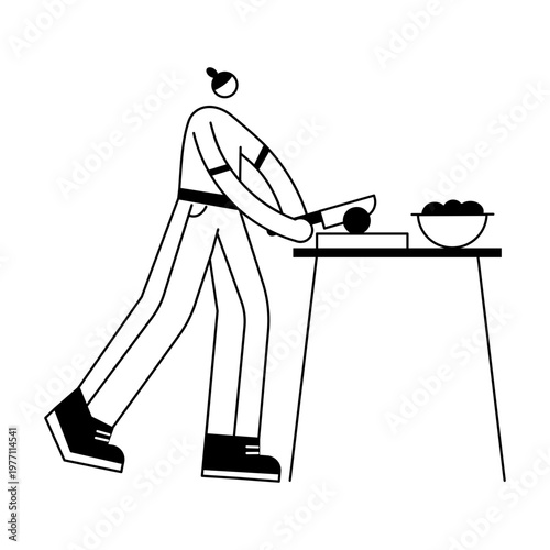 A hand drawn style illustration depicting meal prep