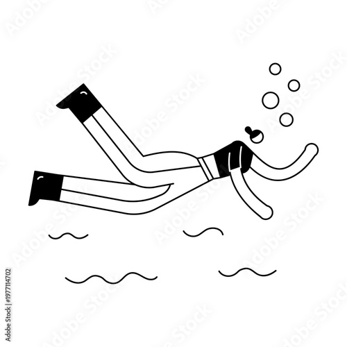 A doodle style illustration depicting swimming