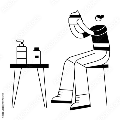 A hand drawn style illustration depicting self care