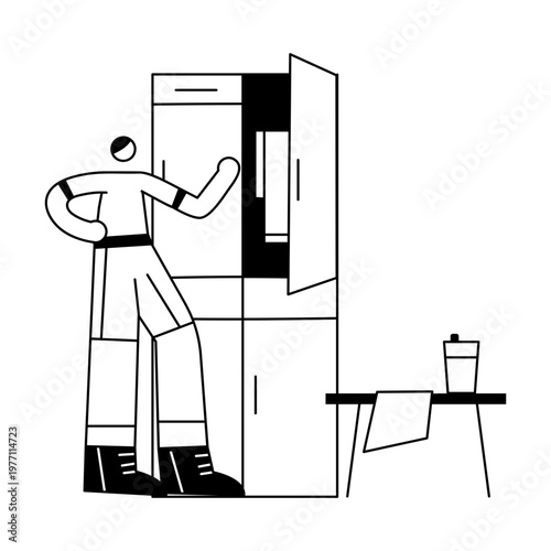 A sketchy style illustration depicting changing room