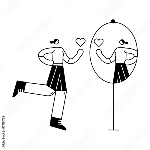 A hand drawn style illustration depicting self love