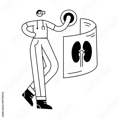 A sketchy style illustration showing vr technology