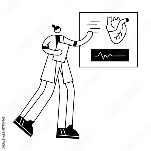 A sketchy style illustration depicting a cardiologist