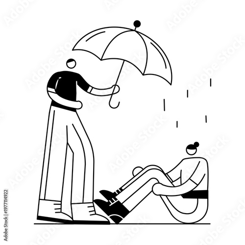 A hand drawn illustration showing a supportive friend