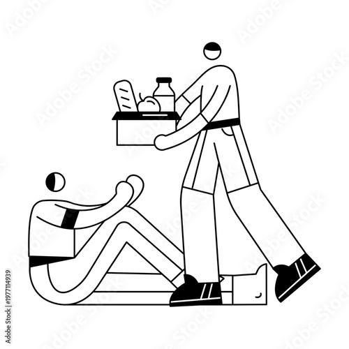 A doodle illustration depicting a food donation