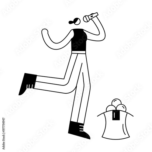 A hand drawn illustration showing a street performer