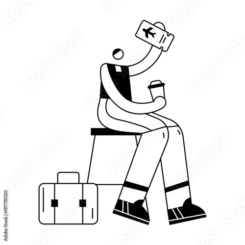 A sketchy illustration showing a waiting passenger