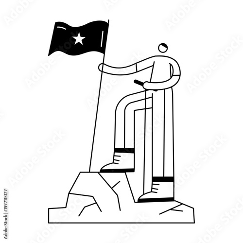 A doodle illustration depicting a character reaching destination