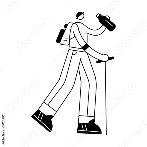 A hand drawn illustration showing a character drinking water