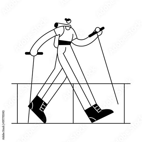 A hand drawn illustration showing a character crossing bridge