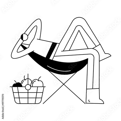 A sketchy illustration showing a camping character