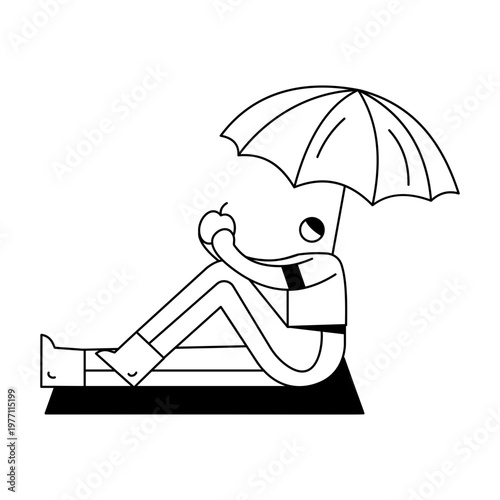 A sketchy illustration showing a character enjoying picnic