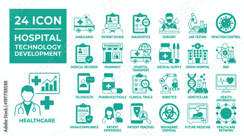 Hospital Technology Development Icons
