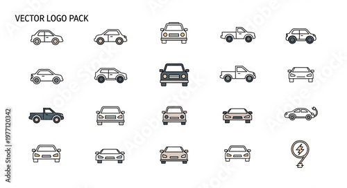 Collection of Car Icons and Symbols for Transportation and Automotive Industry.