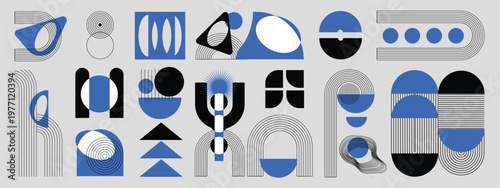 Cuadro en lienzo Hand drawn abstract minimal element mid century vector set
