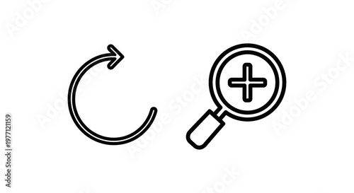 Revision and revision mark icons with revision document correction proofreading magnifying illustration minimalist business progress improvement feedback analysis research development