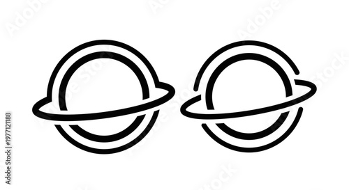 Two interlocking rings symbols with interlocking connection infinity geometric abstract communication teamwork together partnership togetherness continuous movement contrast minimalist