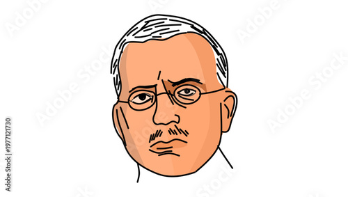 Carl Gustav Jung portrait, flat vector illustration