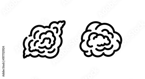 Black outline vector illustration pack of stylized smoke clouds puffing steam and dust explosion effects for design with explosion isolated collection illustration pollution creative