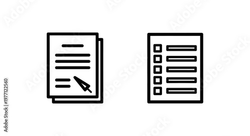 Call sheet and production checklist icons for film industry and project management with document production industry management organization schedule checklist logistics paperwork business