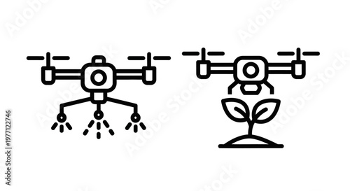 Agricultural drones for precision farming and irrigation set with agriculture irrigation technology automation agritech cultivation monitoring management innovation industrial equipment
