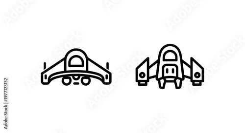 Futuristic spaceship and spacecraft outline icons set illustration sci-fi alien fighter jets and spacecrafts for digital design sci fi spaceship spacecraft transport technology universe