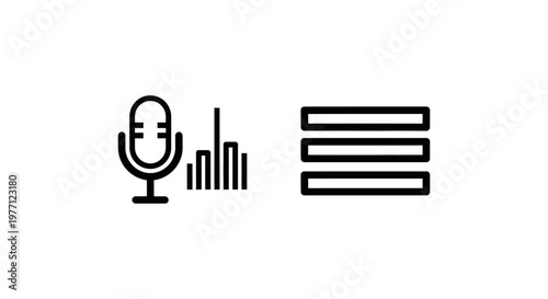 Digital audio track recording microphone and sound equalizer bars icon with track layer stacking interface elements vector illustration recording microphone equalizer production interface