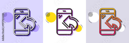 Call center service line icon. Halftone dotted pattern. Gradient icon with grain shadow. Incoming phone call sign. Feedback symbol. Line incoming call icon. Various designs. Vector