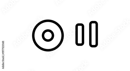 Media interface control icons for digital recording and pause functions with simple circular and bar symbols recording interface isolated technology electronic function indicator navigation