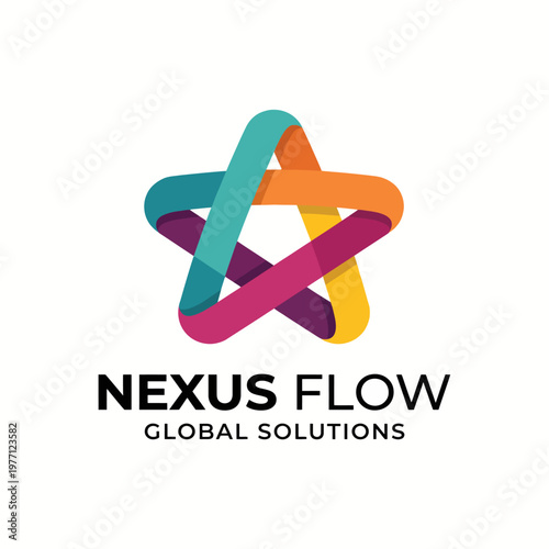 A sleek star shape composed of vibrant intersecting lines, symbolizing connection and collaboration, ideal for businesses emphasizing synergy and innovation in their branding.