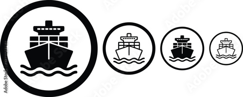 Modern shipping and cargo boat icon set vector illustration.