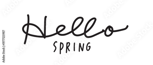 Billede på lærred Hello Spring handwritten lettering with simple minimalist design