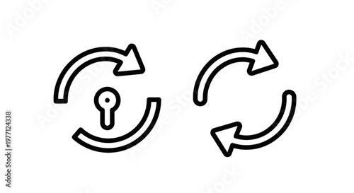 Refresh and reset circular arrow icons with rotation interface isolated minimalist direction movement navigation software refreshing reloading progress interactive